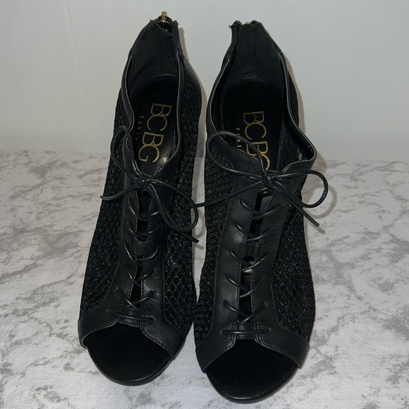 BCBG Paris Black Net Lace Up Bootie - Picture 1 of 6
